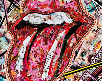 Rolling Stones Collage Art/ limited edition/signed/numbered Giclee print.