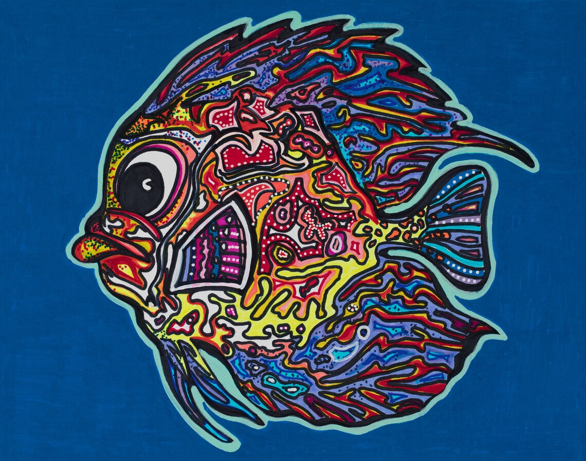 Colorful fish art/Original painting Etsy