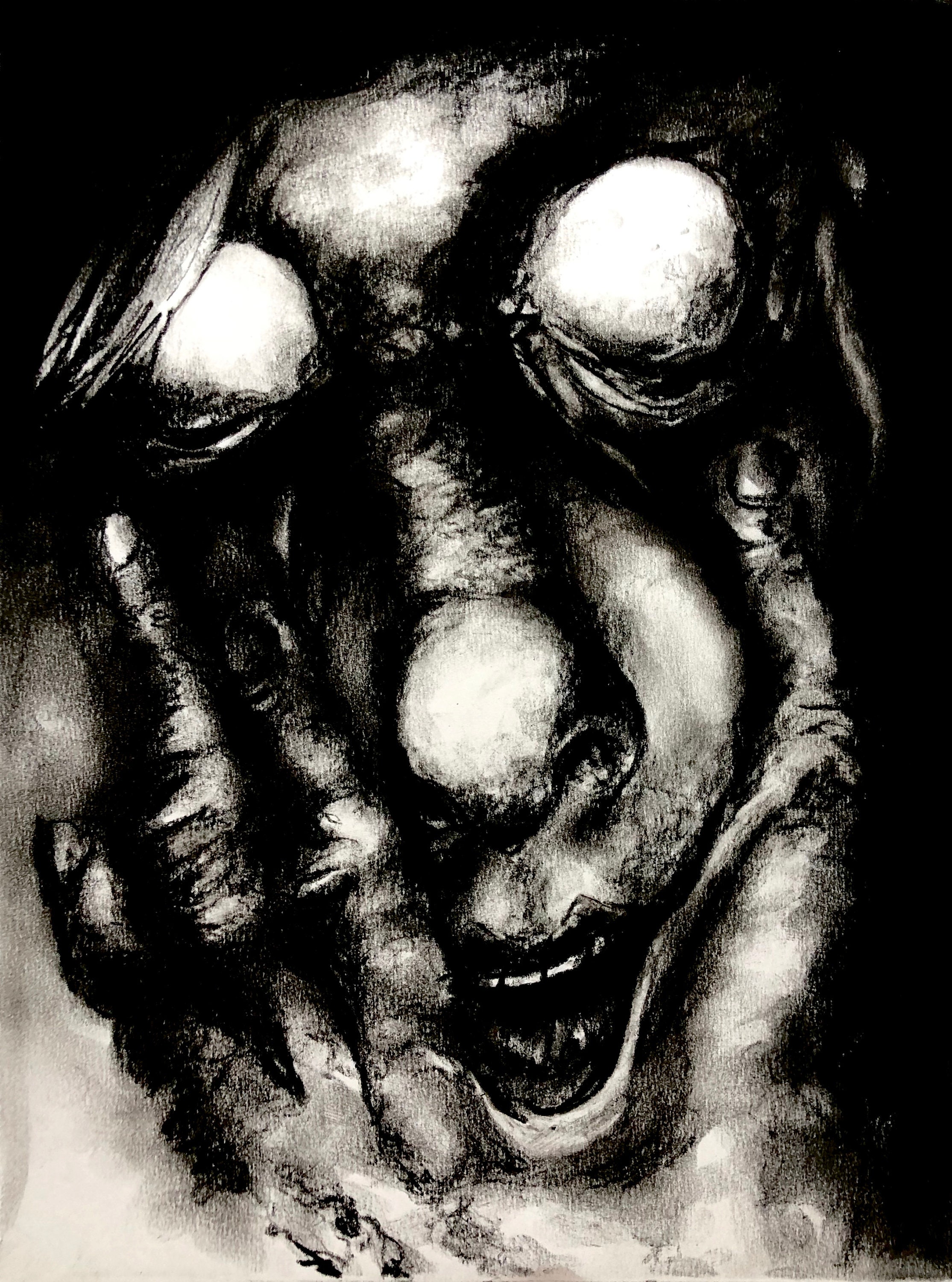 Charcoal art/ charcoal drawing/horror art