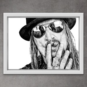 Kid Rock Zeichnung/ Kid Rock Malerei/ Giclée/ limitierte Auflage/ Musik/ Rock / Kid Rock/ Hyperealismus/ Hyperrealistische Zeichnung/ Graphitkunst/ Bleistiftkunst