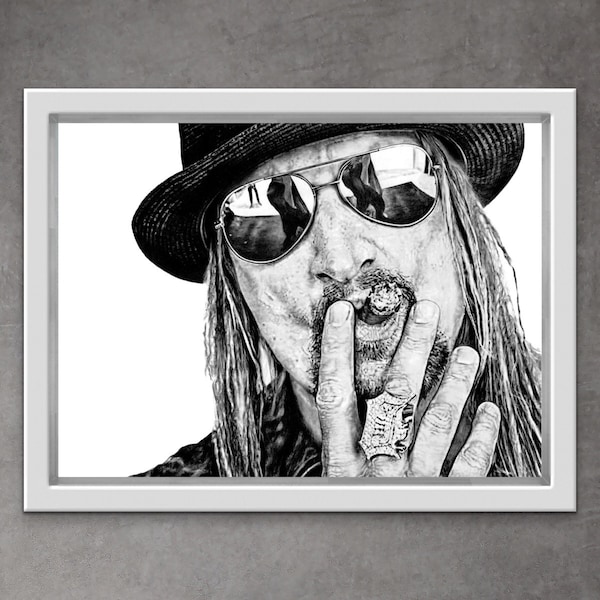 Kid Rock drawing/ kid rock art/ Giclee/limited Edition/ music/ rock / Kid Rock/ Hyperealism/ Hyperealistic drawing/ graphite art/ pencil art