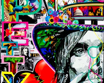 Tom Petty Art/Tom Petty artwork/Tom Petty/music art/ Petty collage/ rock art