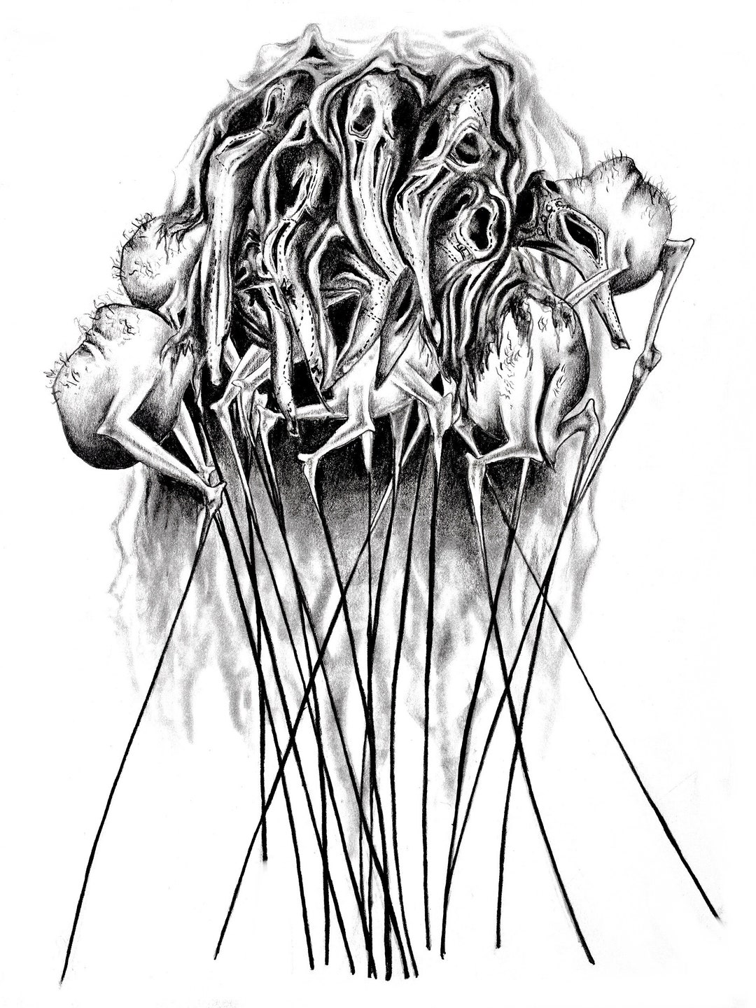 Creepy Drawing/original Graphite for Sale/surrealism/surreal Drawing