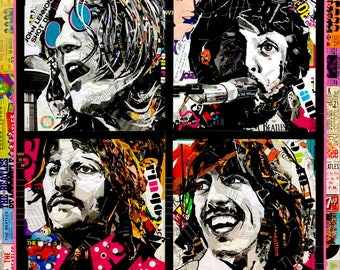 Beatles inspired artwork/Let it Be/Beatles art/Collage art/Rock artwork