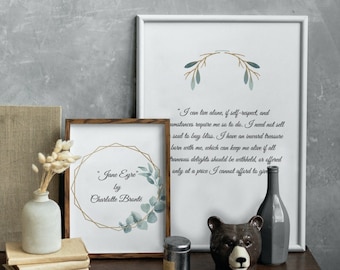 Jane Eyre Quote Print, Literary Wall Art (Digital Download)