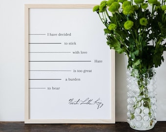Martin Luther King Love Quote Print, Literary Wall Art (Digital Download)