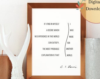 CS Lewis Quote Print for Book Lovers - Literary Inspirational Christian Wall Art Gift
