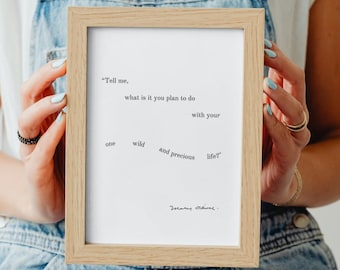 Mary Oliver Quote Print, Minimalist Poem Wall Art (Digital Download)