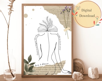 Emily Dickinson Quote Print, Book Lover Gift (Digital Download)
