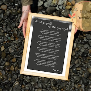 Do not go gentle into that good night Dylan Thomas poem wall art book quote wall art printable famous quotes literature quotes book lover