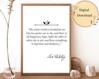 Tolstoy Quote Print, Minimalist Wall Art, War and Peace (Digital Download)