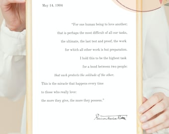 Rainer Maria Rilke Love Quote Printable Wall Art for Book Lovers - Romantic Literary Gift