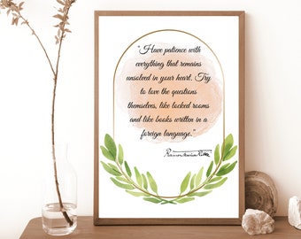 Rainer Maria Rilke Quote Print, Letters to a Young Poet (Digital Download)