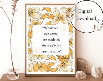 Wuthering Heights Quote Poster | Emily Bronte Literary Print (Digital Download)