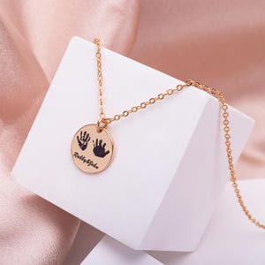 Personalized Handprint Necklace with Name, Custom name necklace with handmarks, gift for mum, valentines day present