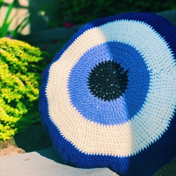 Crochet Evil Eye Pillow Etsy