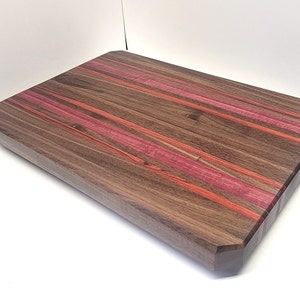CUTTING BOARD - Walnut, Purple Heart, and Padauk - Custom Engraving/Personalization