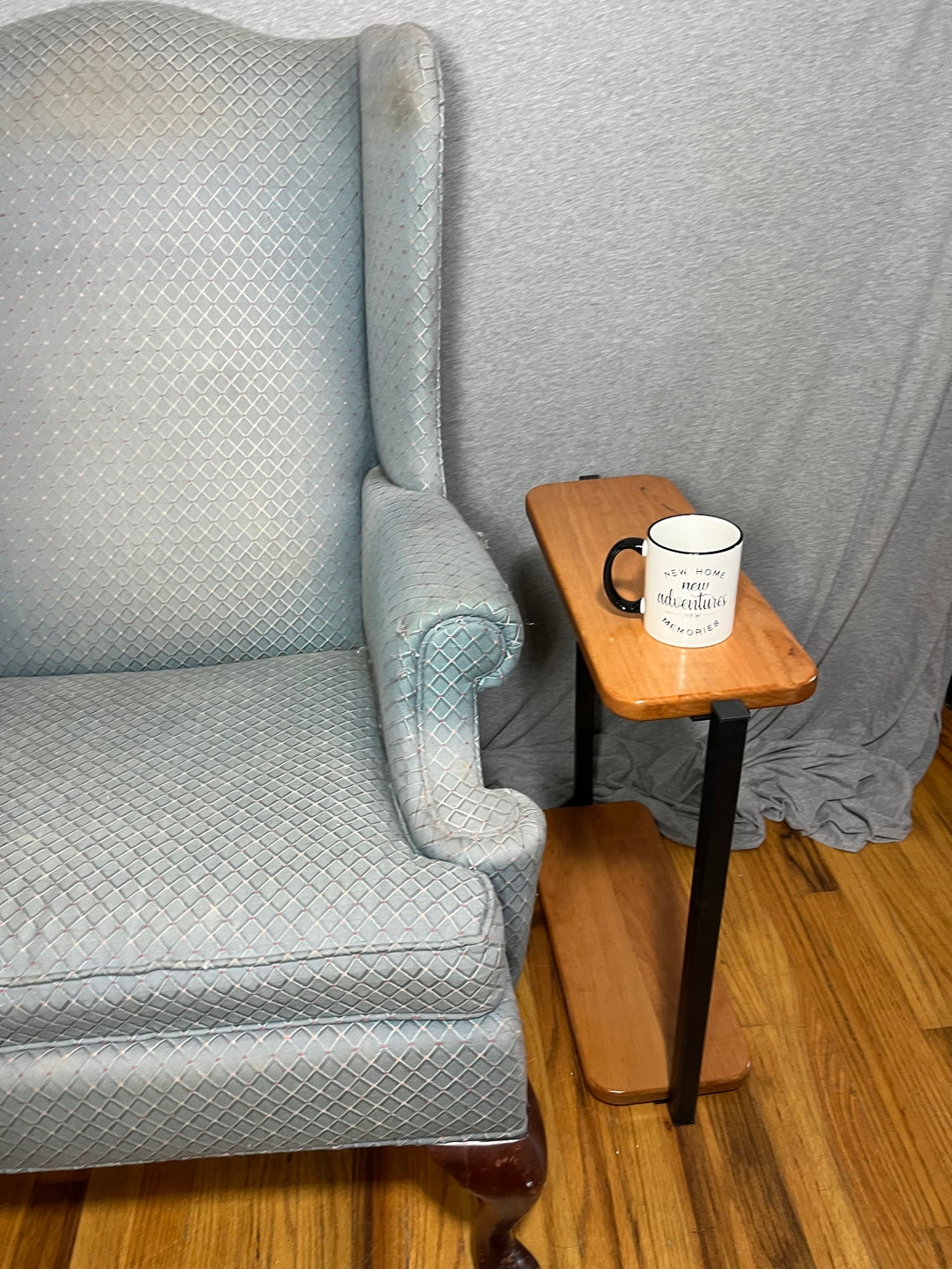 The Jackie II Cherry Wood Slim Side Table, Tall Narrow End Table, Skinny Minimalist Accent Table