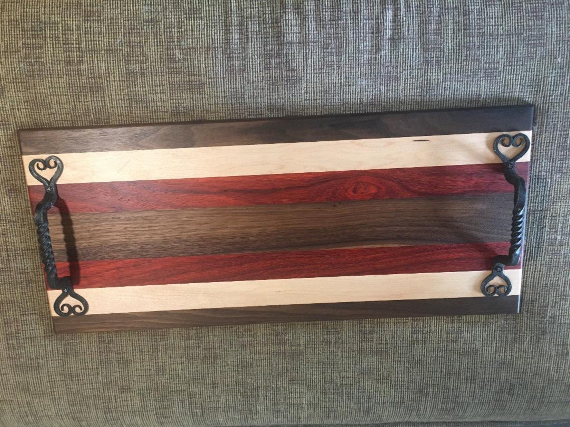 Hand made exotic woods serving tray Etsy