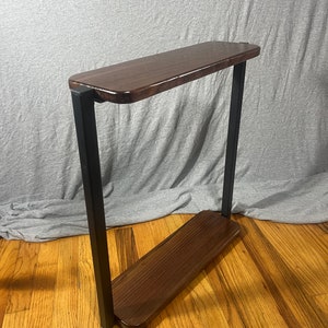 Walnut Slim Side Table, Wood and Metal Narrow End Table, Office table, Jackie table