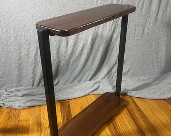 Walnut Slim Side Table, Wood and Metal Narrow End Table, Office table, Jackie table