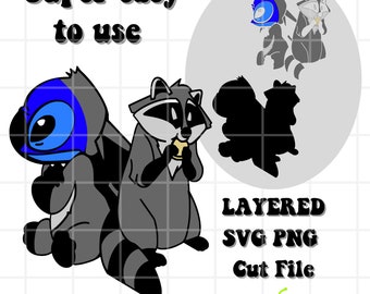 LAYERED Stitch & Meeko SVG PNG Cut File | svg Digital Cut File, Stitch svg silhouette, layered stitch cut file, meeko svg, meeko png, cricut