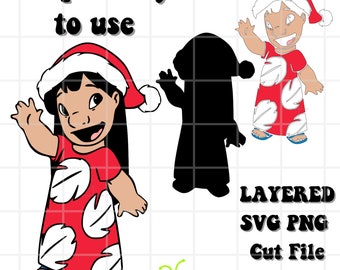 LAYERED Lilo and Stitch Christmas SVG PNG Cut File | svg digital cut file, Christmas Hat svg, layered lilo and stitch cut file, cricut