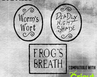 Nightmare Before Christmas Sally's Potion Jars SVG Cut Files | Halloween Jar Potion Labels SVG | Cricut SVG file | Digital Download Svg Cut