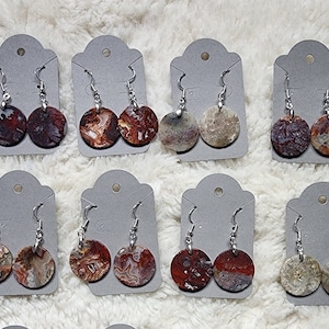 New Sterling Silver Crazy Mexican Lace Agate Drop Earrings Random