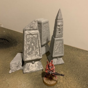 3DPrinted Totem & Pillar Set Scenery Scatter Terrain for 28mm Miniature Wargames