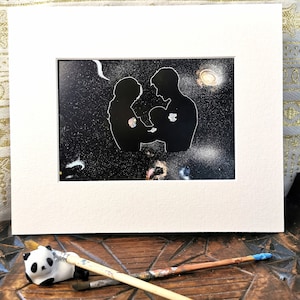 Completion - Beautiful celestial print of couple with baby &quot;I love you&quot; New parents - wall art