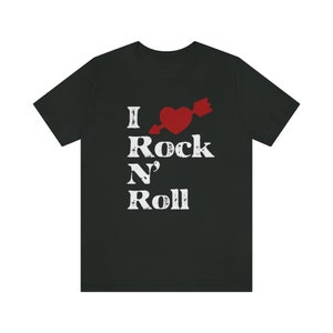 J&#39;aime le rock & roll | chemise de musique | paroles de chansons | T-shirt graphique | Tee-shirt à manches courtes en jersey unisexe