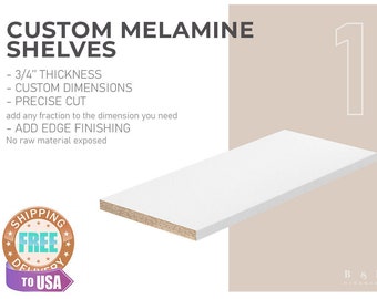 Estantes de melamina hechos a mano para gabinetes personalizados - Blanco/Negro/Arce/Gris - 3/4'' de espesor - Corte personalizado