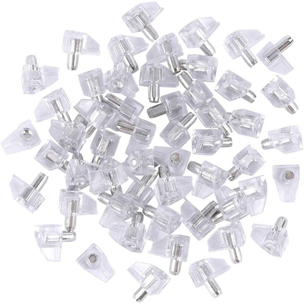 5 mm Clear Shelf Support Pegs Cabinet Clips Holder Plastic Bookcase Self-Locking Pins for cabinet shelves ( 8 pins)