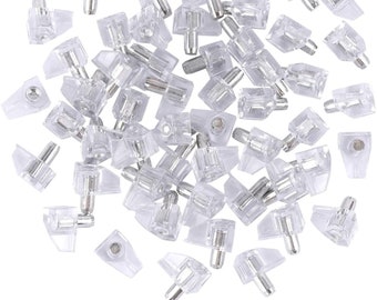 Clear Shelf Support Pegs: 5mm Cabinet Clips, Bookcase Pins (20  pins)