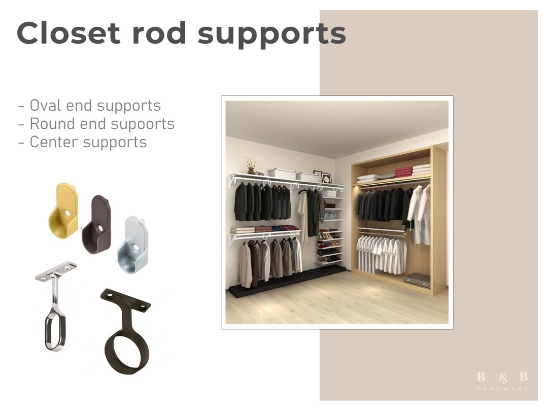 Closet Rod Supports: Oval Round End/center Brackets