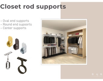 Closet Rod Supports: Oval & Round End/Center Brackets
