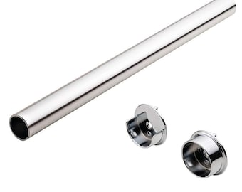 Round Wardrobe Tube with Supports,  ( Custom closet rod ) cut to size