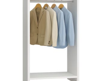 Wall-Mount Wood Closet Organizer: Multi-Level Wardrobe Storage with Double Rods