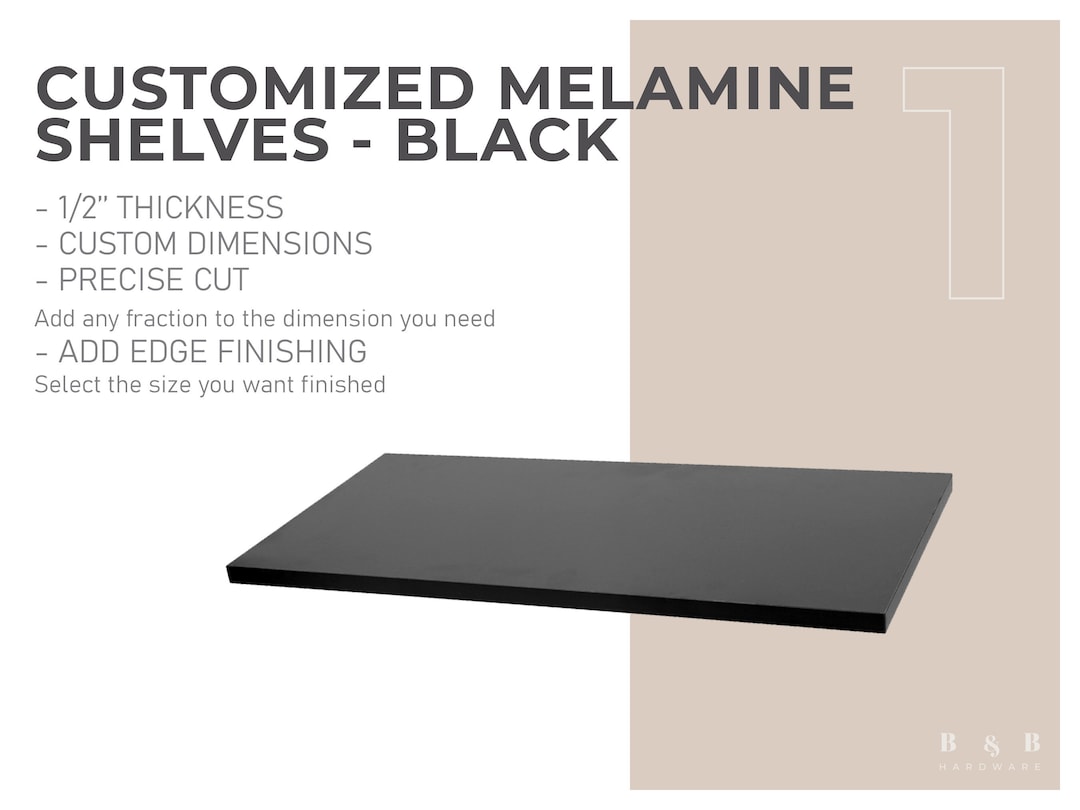 Black Melamine Shelf Customizable, 1/2'' Thickness, Cuttosize Shelves Etsy