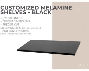 Black Melamine Shelf - Customizable, 1/2'' Thickness, Cut-to-Size Shelves