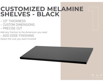 Black Melamine Shelf - Customizable, 1/2&#39;&#39; Thickness, Cut-to-Size Shelves