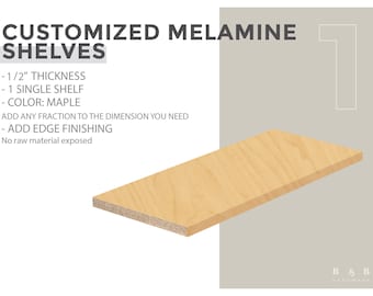 Hardrock Maple Melamine Shelf - Customizable, 1/2'' Thickness, Cut-to-Size Shelves