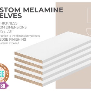 5 Handcrafted Custom Cabinet Melamine Shelves - White/Black/Maple/Gray - 3/4&#39;&#39; Thickness - Custom-Cut
