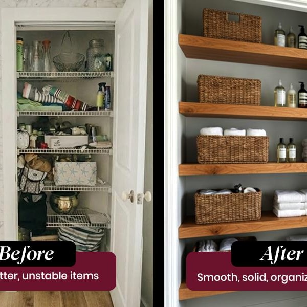 Wire Rack Shelf Cover – Linen Closet Wood Shelf - Transform Wire Shelves into a Smooth, Solid Surface