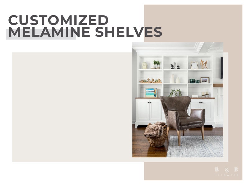 Oversized Customized Shelves: WHITE/Black/MAPLE/Gray Melamine 3/4'' (Above 38 inches)