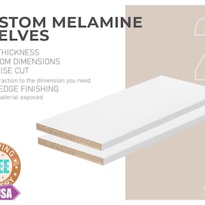2 Handcrafted Custom Cabinet Melamine Shelves - White/Black/Maple/Gray - 3/4&#39;&#39; Thickness - Custom-Cut
