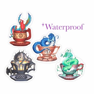 Adesivo in vinile Teacup Dragon serie 6: Cosmere Inspired / "Chicken" / "Mistborn Inquisitor" / "Tress" / "Radiant" / Copic Marker