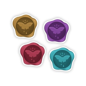 Tampons autocollants en cire - Lot de 4 : papillon de nuit et monarque - Logo couronne 2