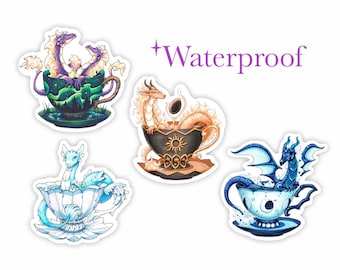 Naklejka winylowa „Smok w filiżance”: Niebo, Słońce, Księżyc, Zorza polarna